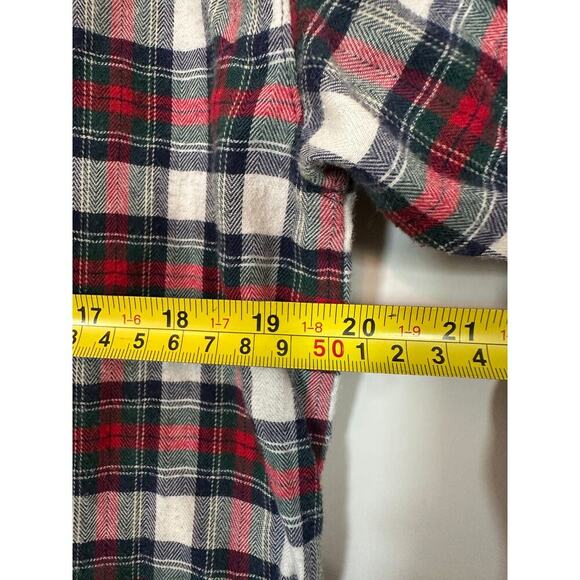 Talbots 10 Red Green White Plaid Flannel Long Sleeve Button-Up Christmas Holiday - Picture 6 of 8